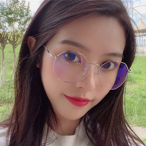多边形眼镜框女圆脸韩版潮ins六边形近视眼睛框女防辐射素颜神器