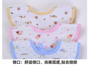 婴儿用品纯棉按扣系带八角围嘴围兜防水系带儿童生态棉口水巾
