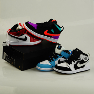 正品耐克童鞋官网新款aj熊猫儿童板鞋男女中大小童高帮篮球运动鞋