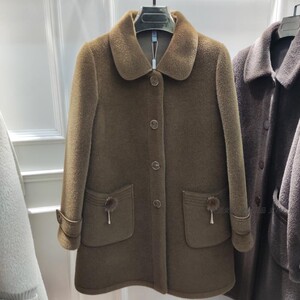 格琳菲尔2021冬新款女装中长款皮毛一体黄金貂绒大衣外套格林菲尔