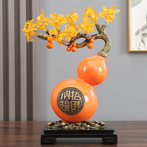 万事如意客厅葫芦摆件新中式客厅玄关电视酒柜装饰品乔迁新居礼物