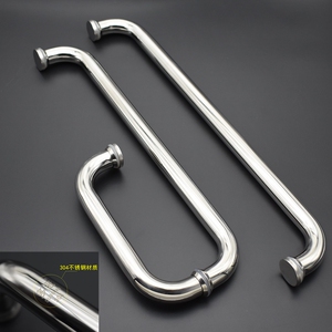 304不锈钢推手淋浴房拉手 推拉玻璃门浴室门配件把手  440 145mm