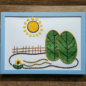 益智儿童手工diy创意幼儿园材料包豆画种子贴画趣味制作黏贴 田野