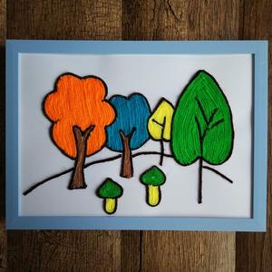 益智儿童diy制作创意毛线画 幼儿园手工材料包亲子趣味画新颖树a4