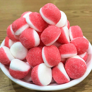 德国品牌砂糖草莓丁形橡皮糖4斤qq糖草莓味果汁软糖休闲零食