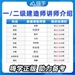 嗨学网2024一级建造师视频课件精讲教材一建朱俊文工程管理真题库