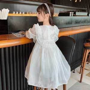 韩国女童公主连衣裙夏季2024新款儿童装洋气娃娃裙薄款琉璃纱裙子