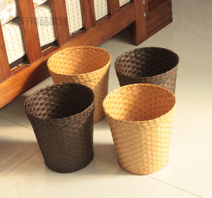 藤编纸篓草编家用垃圾桶创意无盖客厅办公室垃圾桶手工编玩具收纳