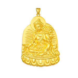 中国黄金足金黄金佛牌藏秘符生肖马大势至菩萨吊坠珠宝首饰