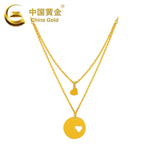 【中国黄金】足金黄金项链精品新款心印套链珠宝首饰(计价)