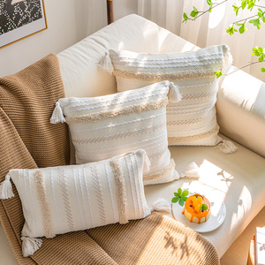 棉纱手工编织抱枕ins客厅沙发靠垫北欧床头汽车飘窗靠枕套可拆洗