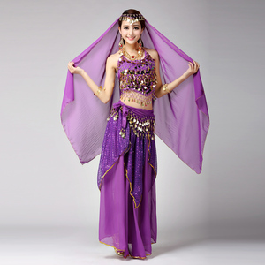 印度舞蹈服装演出服新款肚皮舞女成人性感长裙套装天竺西域表演服