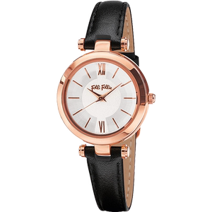 folli follie皮革表带女士防水石英手表wf16r009