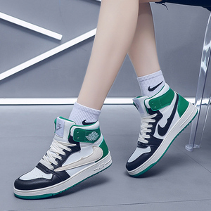 e1nike0yundng夏季aj倒钩女鞋黑绿脚趾灰白高帮鞋学生情侣运动鞋