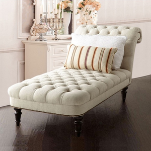 美式布艺贵妃椅卧室小型单人躺椅客厅美人榻贵妃躺椅懒人沙发床凳