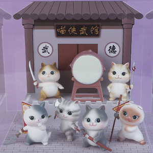 2022新款网红喵侠武馆盲盒喵妮卡侠客风桌面小摆件猫咪喵星人手办