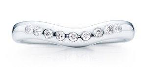 蒂凡尼Tiffany美国代购 Elsa Peretti 铂金钻石结婚戒指 宽版