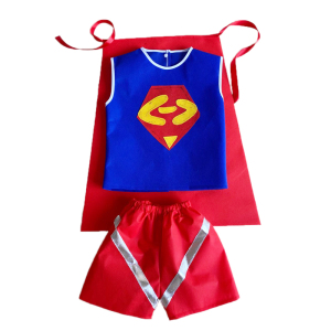 新款超人儿童环保表演服手工diy无纺布动漫服装超人幼儿园亲子装