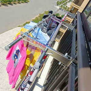 阳台晾衣神器晒被支架晾晒横杆子高层护栏窗外不锈钢晾衣架免打孔