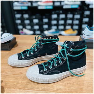 匡威新款1970s 黑色麂皮反毛皮后跟鞋带高帮男女板鞋 170115c