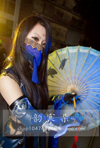 韵寒朵|剑三剑网三唐门周边道具 蓝色 手工 半透明 古装 cos 面纱