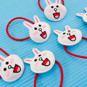 兔子发圈头绳橡皮筋女可爱卡通可妮兔刺绣搞怪皮绳儿童 发饰 头饰