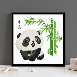 熊猫十字绣小件2020新款线绣动物新中式餐厅卧室手工简单款自己绣