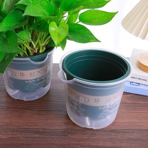绿萝自动吸水花盆加厚专用透明塑料加仑水培套盆家用懒人桌面室内