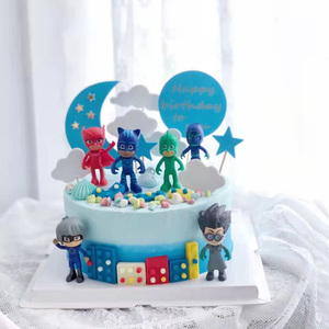 睡衣小英雄蛋糕摆件小小蒙面侠公仔手办玩偶男孩玩具生日蛋糕