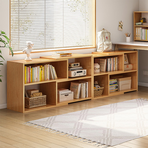 可伸缩书架落地桌边置物架矮书柜家用飘窗小柜子储物柜桌下收纳柜