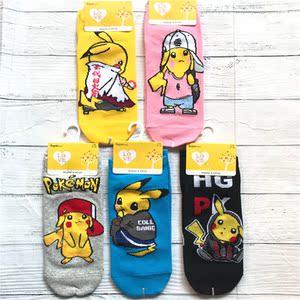 日单宠物小精灵宝可梦皮卡丘袜子短筒袜船袜棉袜