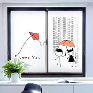 卫生间玻璃门静电贴纸防水动物贴画创意厕所装饰创意布置可移除画