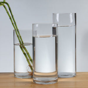 特大号圆形落地玻璃花瓶透明鲜花百合富贵竹花瓶家用客厅插花摆件