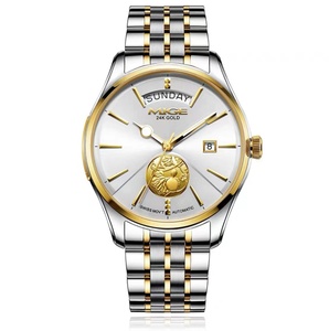 米格mige正品名牌男士手表男机械表商务防水24k福禄金表瑞士9198