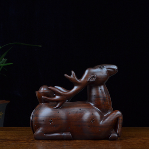 黑檀木雕实木架鹿摆件红酒创意酒托葡萄酒动物红木家居装饰工艺品