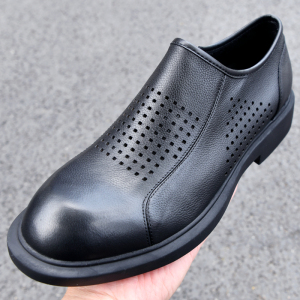 夏款单层皮镂空休闲皮鞋男大码小码男鞋商务透气牛皮鞋工作鞋软底