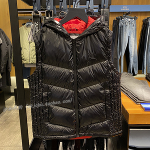 沙加ck男士刺绣logo亮面连帽无袖羽绒马甲j316699原售2190元