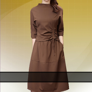 紫萱雅20c121芳兰蕊2021秋冬装新款修身显瘦假两件连衣裙专柜正品