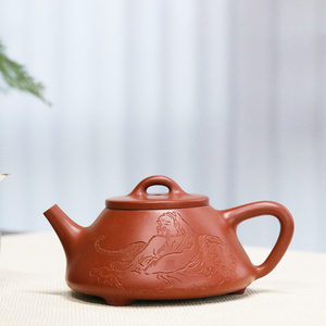宜兴紫砂壶刻绘石瓢纯手工毛俊兰名家茶具可定制名家壶专业
