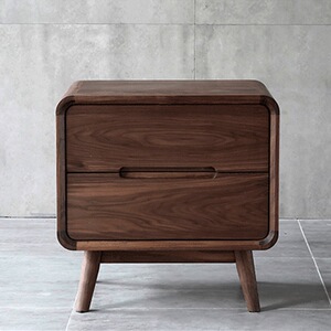 北欧简约黑胡桃木原木色木蜡油床头柜双抽屉二斗柜储物柜家具定制
