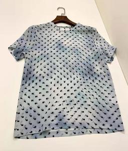 外贸原单 出口欧美女装 全真丝材质透视感逗号短袖t