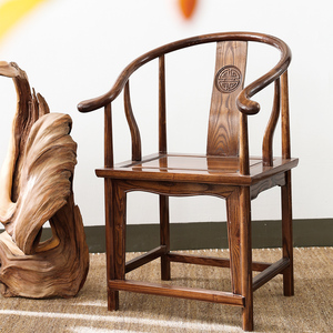 新中式圈椅明清中式椅子实木太师椅榆木餐椅官帽椅仿古禅意围椅