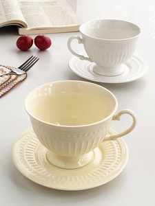 Annie Garden  大厂订单  法式珠点边浮雕陶瓷咖啡杯碟下午茶点碟