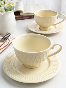 Annie Garden  外贸订单  法式浮雕陶瓷精致咖啡杯下午茶点心杯碟