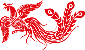 ta16剪纸素材凤凰在天飞鸟图案形状插画ai矢量源文件设计素材