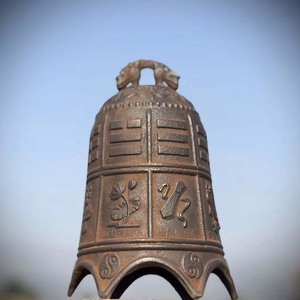 仿古小铁钟 寺庙祠堂暗八仙老钟景区祈福平安钟 佛教道教法器铃铛