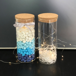 幸运星折纸装星星的瓶子木塞许愿瓶空玻璃瓶手工材料成品蓝色渐变