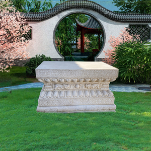 石雕汉白玉做旧须弥赏石座仿古底座莲花座明清仿古石桌子赏石盆景