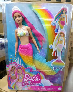正品芭比娃娃之感温变色美人鱼公主女孩过家家生日玩具GTF89