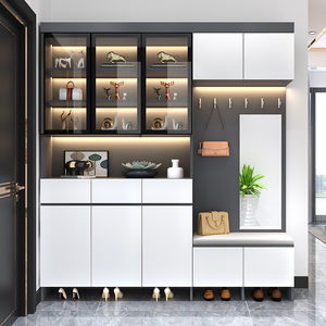 入户进门整体鞋柜玄关柜大容量高柜客厅门厅柜隔断柜家用门口定制